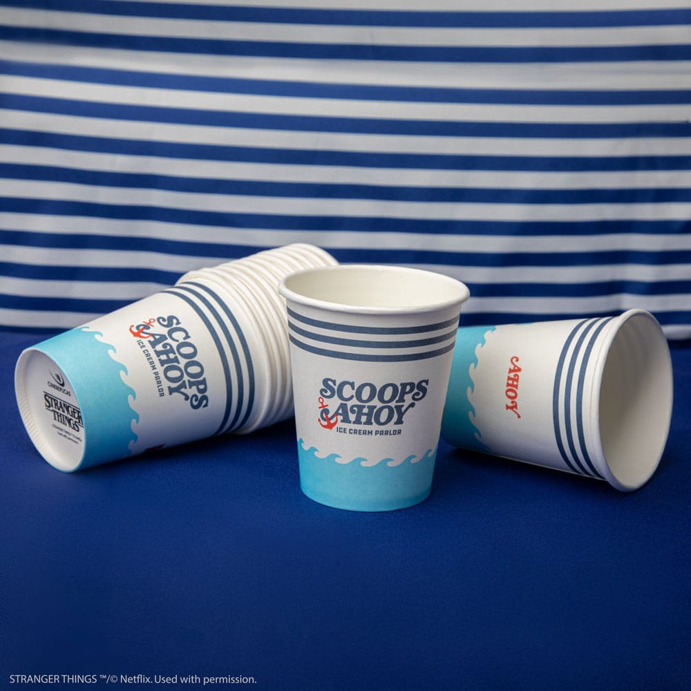 Cinereplicas Stranger Things Scoops Ahoy Set von 24 Pappbechern