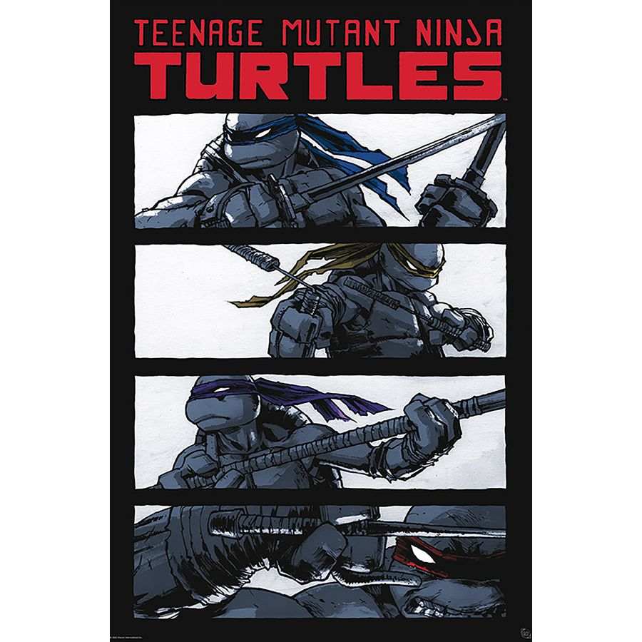 Close Up Teenage Mutant Ninja Turtles Comics black & white Poster