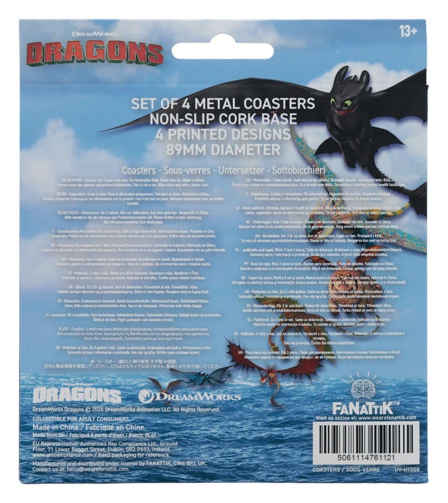 FaNaTtik How to Train Your Dragon Dragon Printed Metal 4-Pack Untersetzer