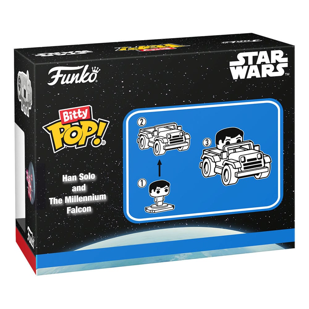 Funko Star Wars Display Han Solo w/Millenium Falcon Bitty POP! Rides Vinyl Figur