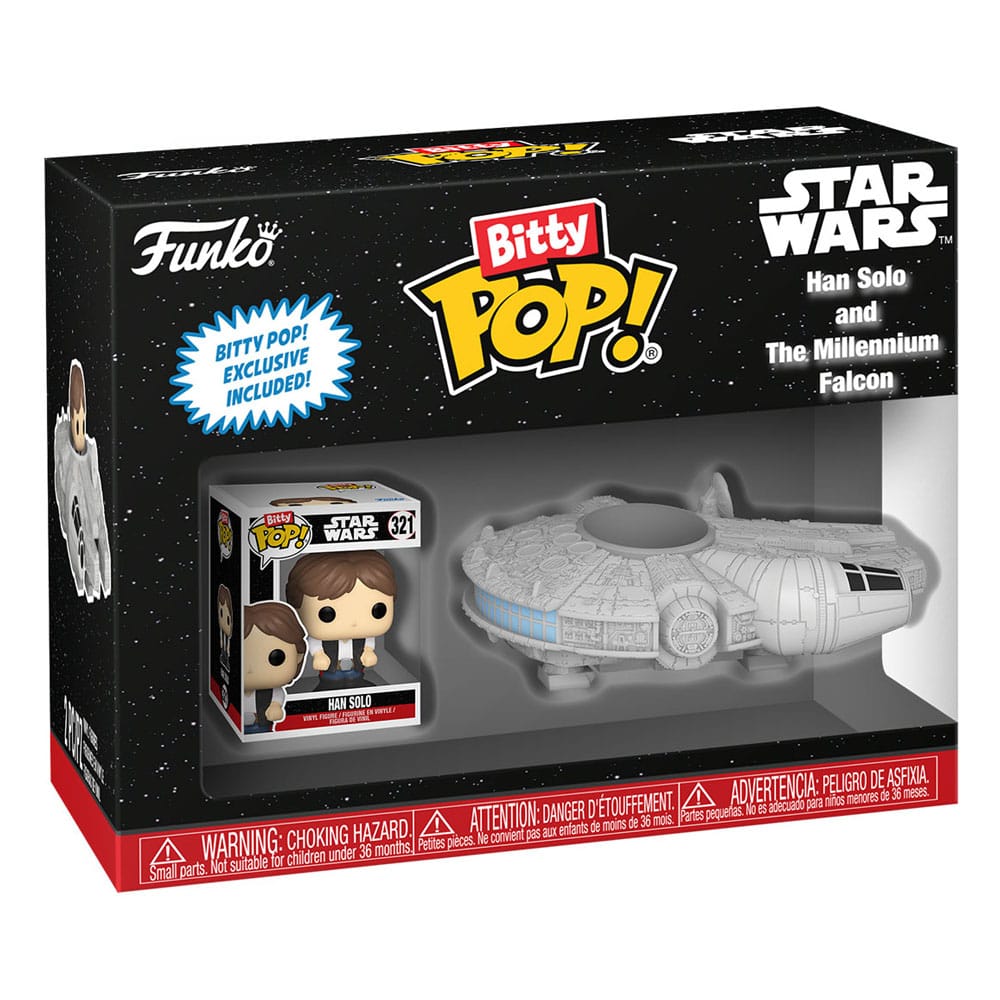 Funko Star Wars Display Han Solo w/Millenium Falcon Bitty POP! Rides Vinyl Figur
