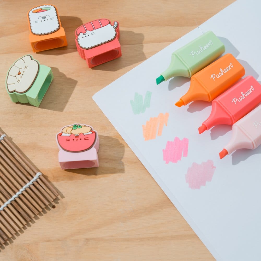 Grupo Erik Pusheen Sushi Roll Textmarker Mit Topper 4er Set