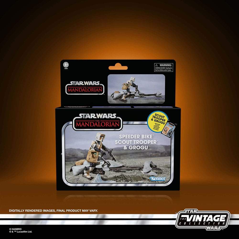 Hasbro Star Wars - The Mandalorian Speeder Bike mit Scout Trooper & Grogu Vintage Collection Actionfigur