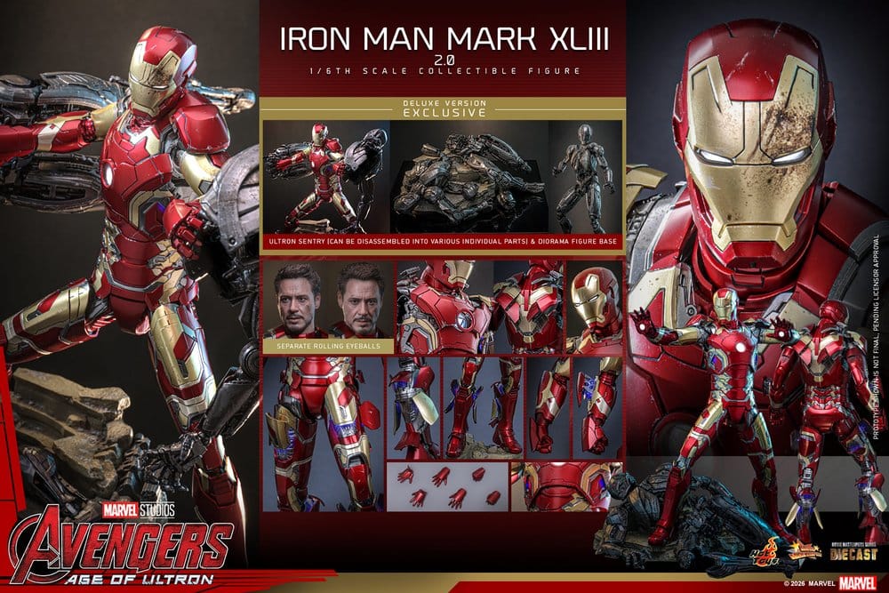Hot Toys Avengers: Age of Ultron Movie Masterpiece Diecast Actionfigur 1/6 Iron Man Mark XLIII (2.0) (Deluxe Version)