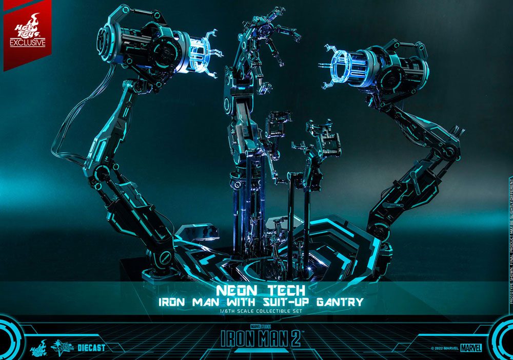 Hot Toys Iron Man 2 Neon Tech Iron Man mit Suit-Up Gantry 1/6 Actionfigur