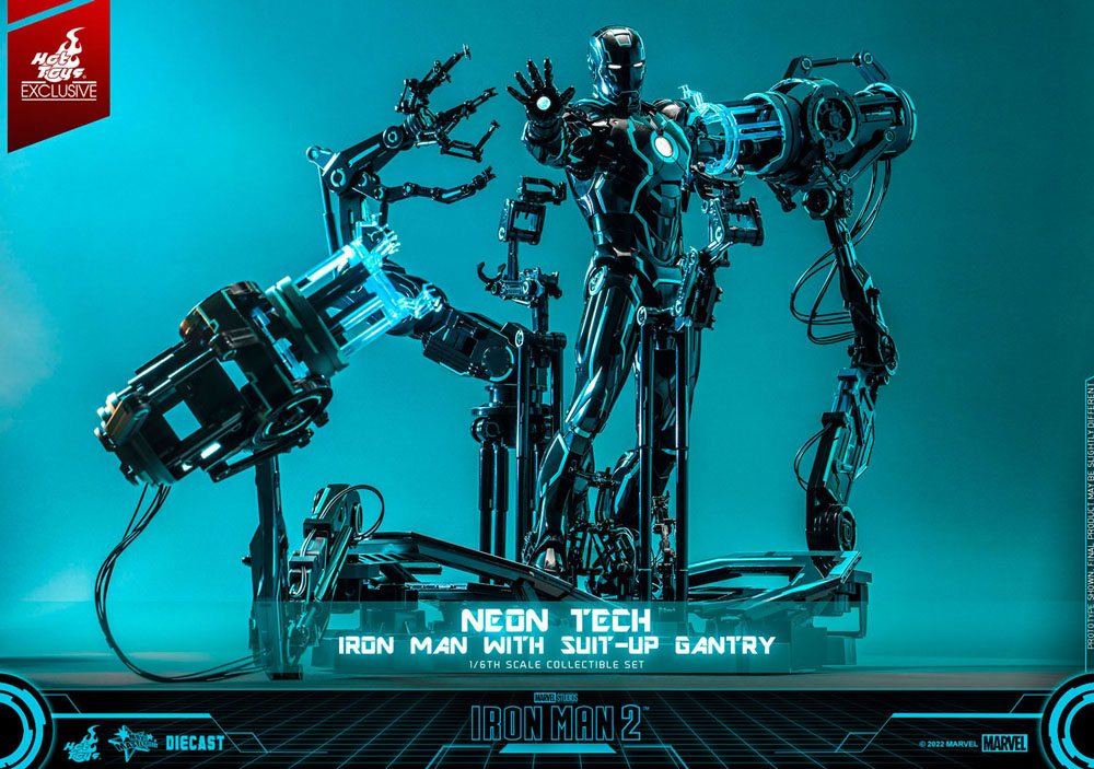 Hot Toys Iron Man 2 Neon Tech Iron Man mit Suit-Up Gantry 1/6 Actionfigur