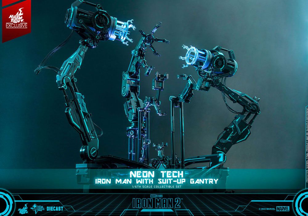 Hot Toys Iron Man 2 Neon Tech Iron Man mit Suit-Up Gantry 1/6 Actionfigur