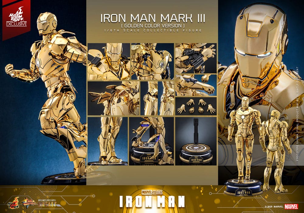 Hot Toys Iron Man Mark III (Gold Color Version) Exclusive Diecast 1/6 Actionfigur