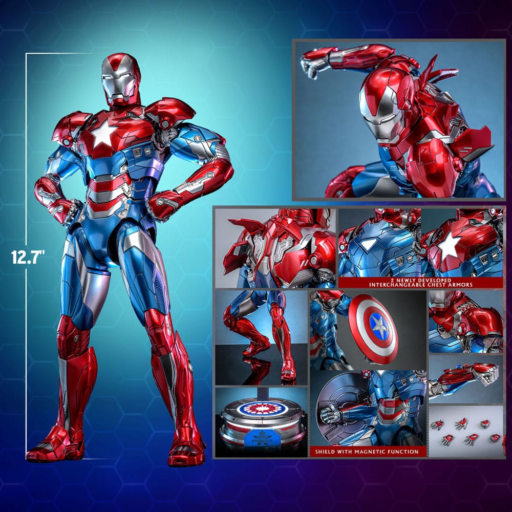 Hot Toys Marvel Comic Iron Patriot Diecast Exclusive 1/6 Masterpiece Actionfigur 32 cm