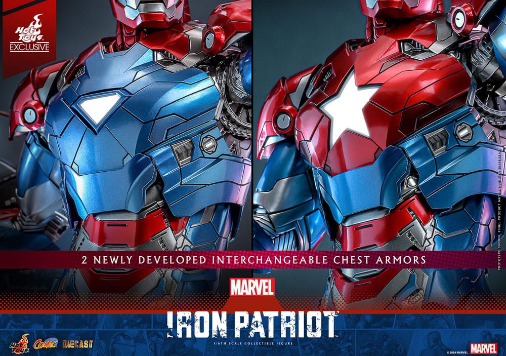 Hot Toys Marvel Comic Iron Patriot Diecast Exclusive 1/6 Masterpiece Actionfigur 32 cm