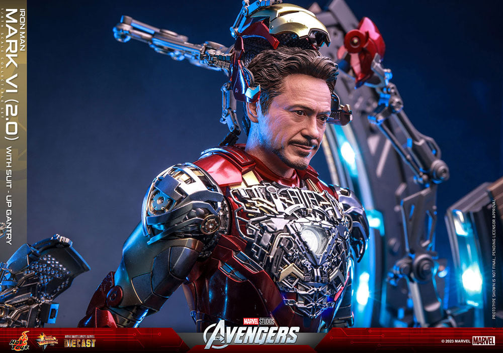 Hot Toys Marvel’s The Avengers Iron Man Mark VI (2.0) mit Suit-Up Gantry Diecast 1/6 Actionfigur