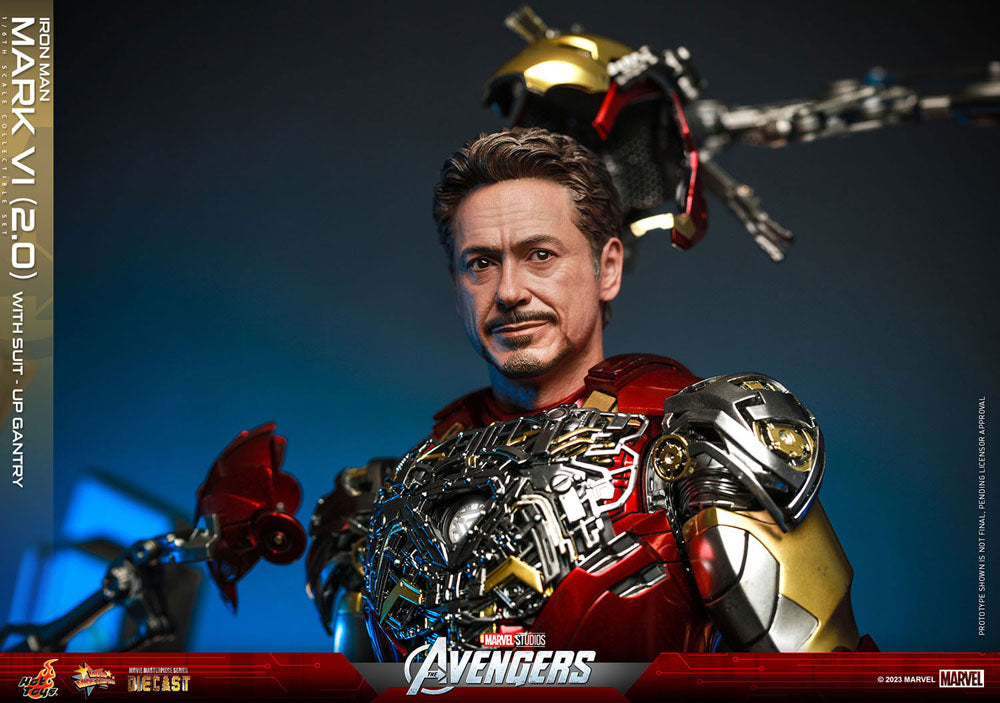 Hot Toys Marvel’s The Avengers Iron Man Mark VI (2.0) mit Suit-Up Gantry Diecast 1/6 Actionfigur