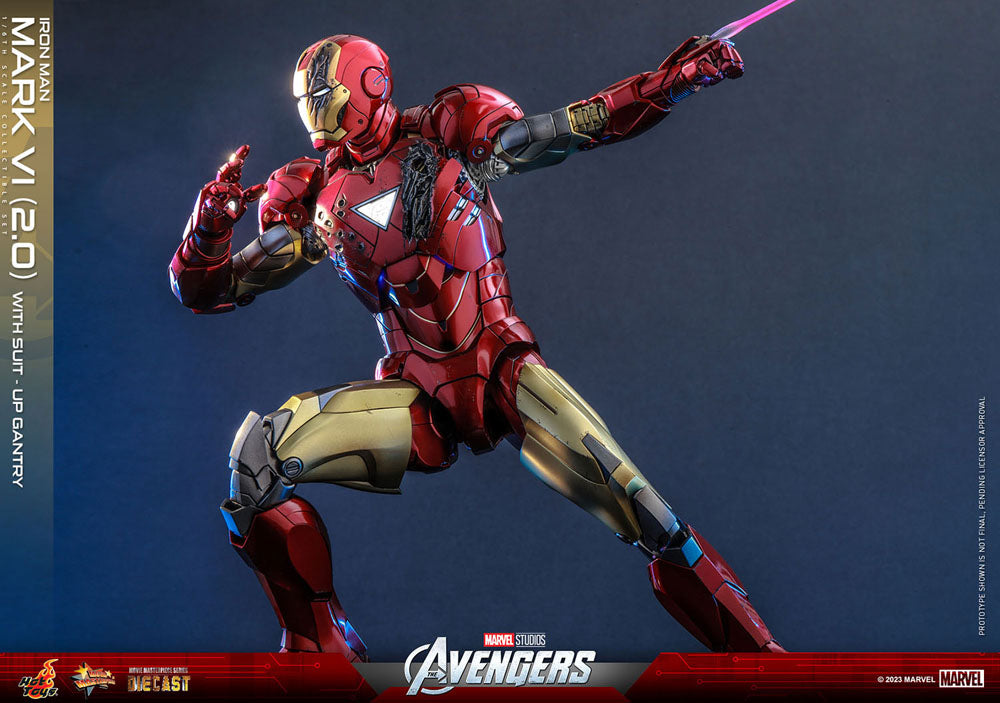 Hot Toys Marvel’s The Avengers Iron Man Mark VI (2.0) mit Suit-Up Gantry Diecast 1/6 Actionfigur