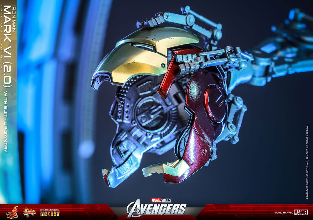 Hot Toys Marvel’s The Avengers Iron Man Mark VI (2.0) mit Suit-Up Gantry Diecast 1/6 Actionfigur