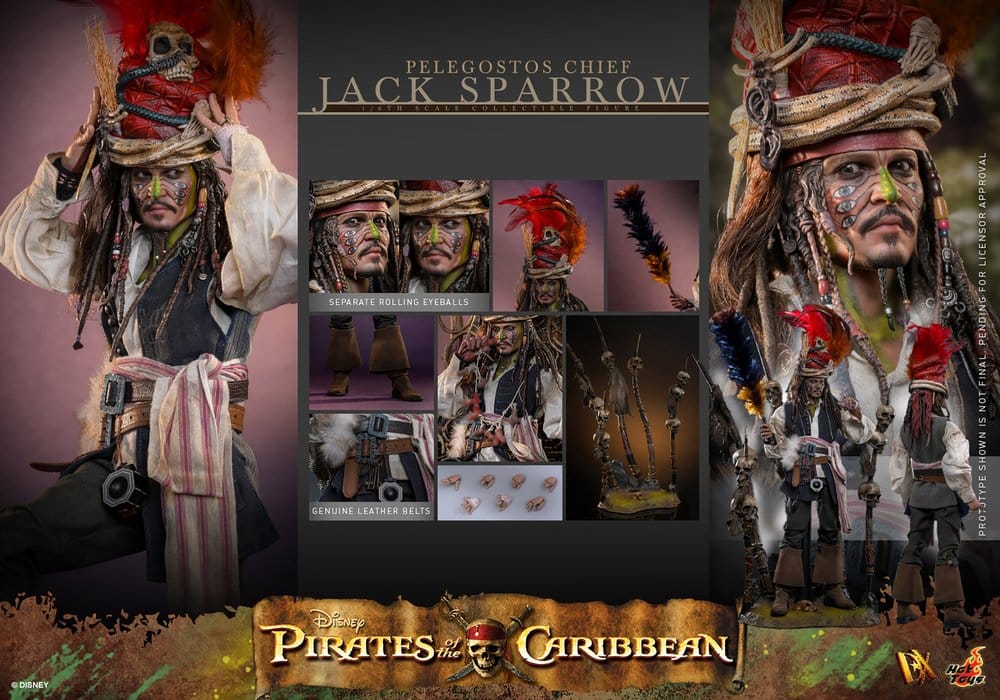 Hot Toys Pirates of the Caribbean – Fluch der Karibik 2 Pelegostos Chief Jack Sparrow DX 1/6 Actionfigur