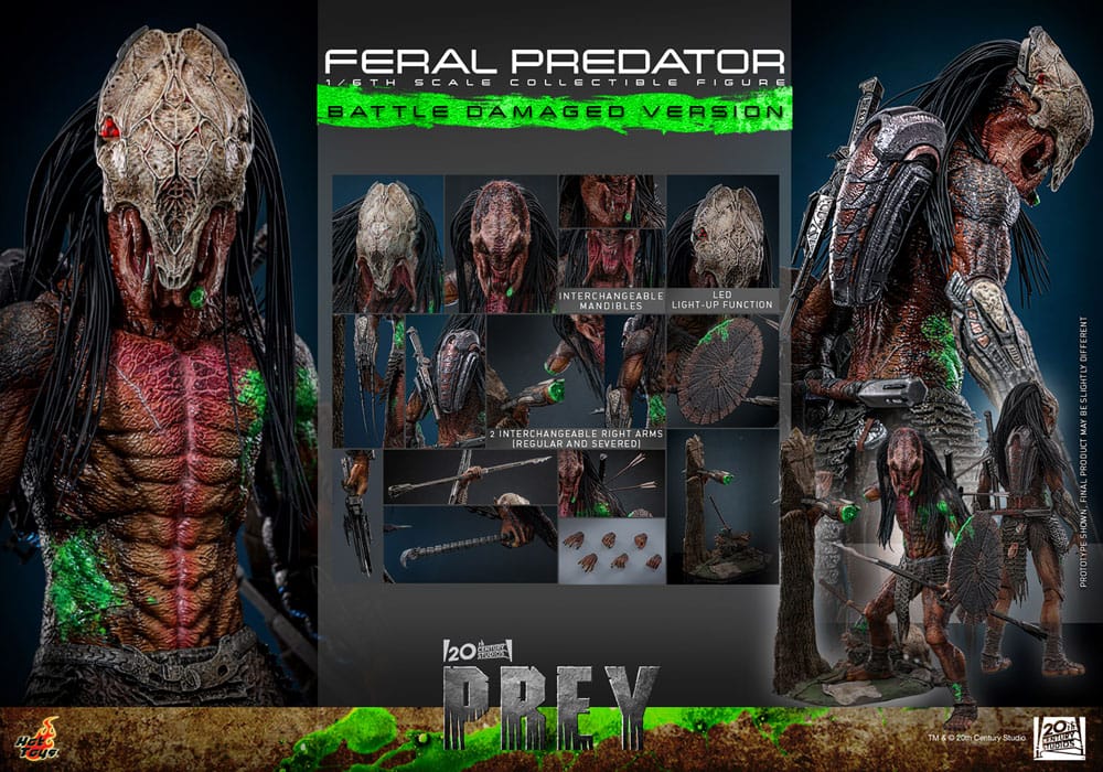 Hot Toys Prey Actionfigur 1/6 Feral Predator (Battle Damaged Version) 37 cm
