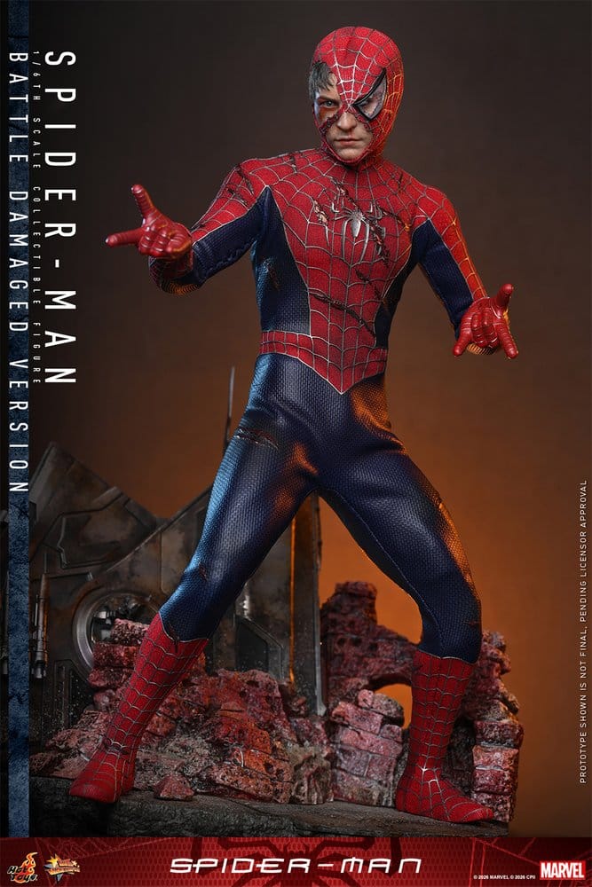 Hot Toys Spider-Man Movie Masterpiece Actionfigur 1/6 Spider-Man (Battle Damaged Version) 30 cm