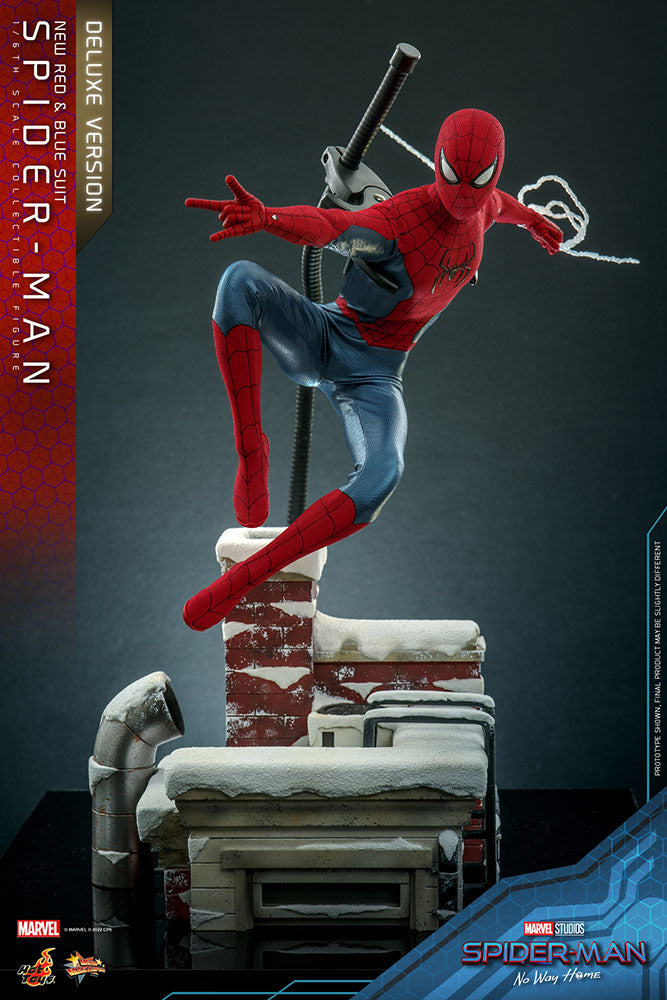 Hot Toys Spider-Man No Way Home Spider-Man (New Red and Blue Suit) (Deluxe Version) 1/6 Actionfigur Movie Masterpiece