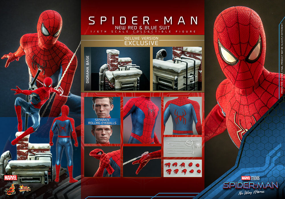 Hot Toys Spider-Man No Way Home Spider-Man (New Red and Blue Suit) (Deluxe Version) 1/6 Actionfigur Movie Masterpiece