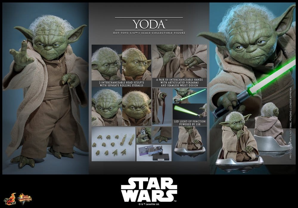 Hot Toys Star Wars: Die Rache der Sith Movie Masterpiece Actionfigur 1/6 Yoda 14 cm