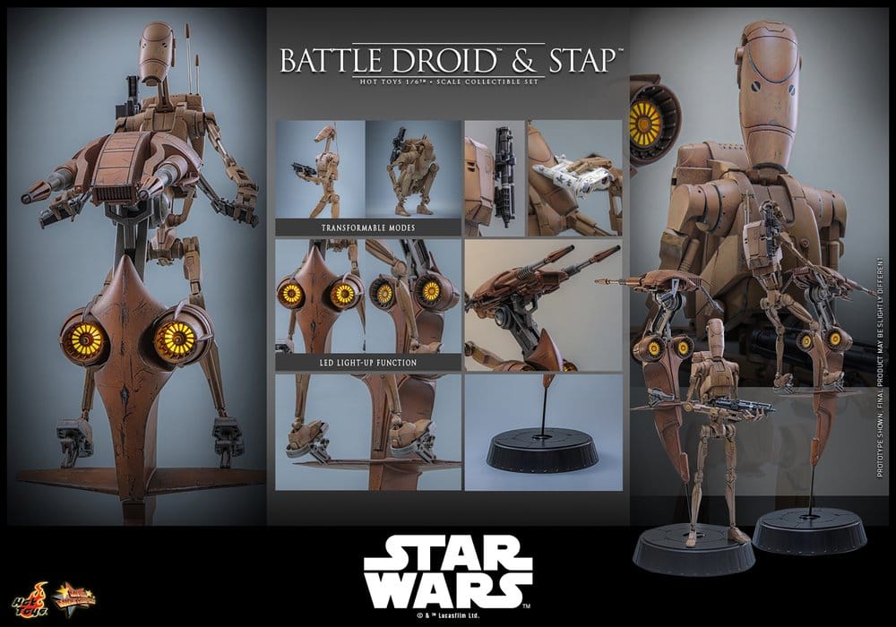 Hot Toys Star Wars The Phantom Menace Battle Droid & STAP 1/6 Actionfiguren Set