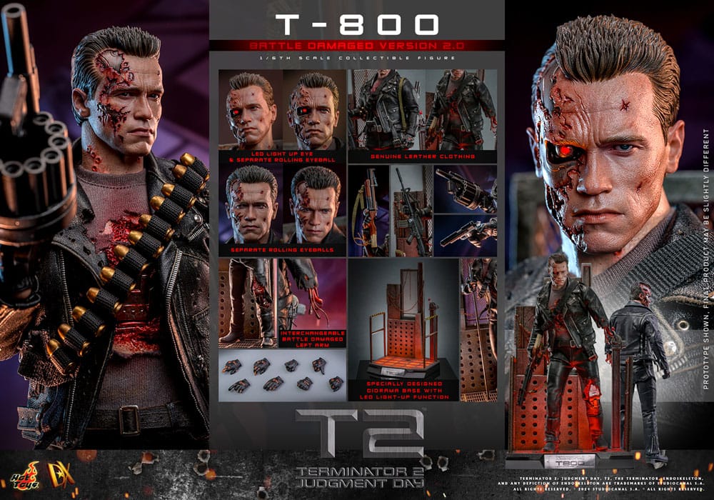 Hot Toys Terminator 2 T-800 Battle Damaged Version 2.0 1/6 Actionfigur