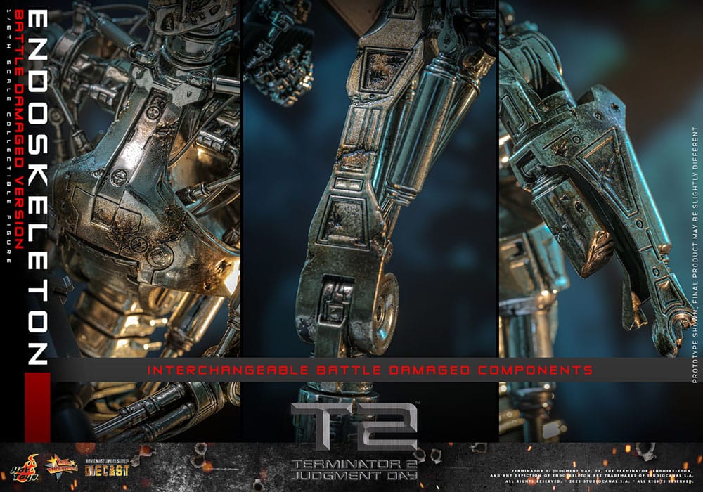 Hot Toys Terminator 2 T-800 Endoskelett Die-cast (Battle Damaged Version) Actionfigur