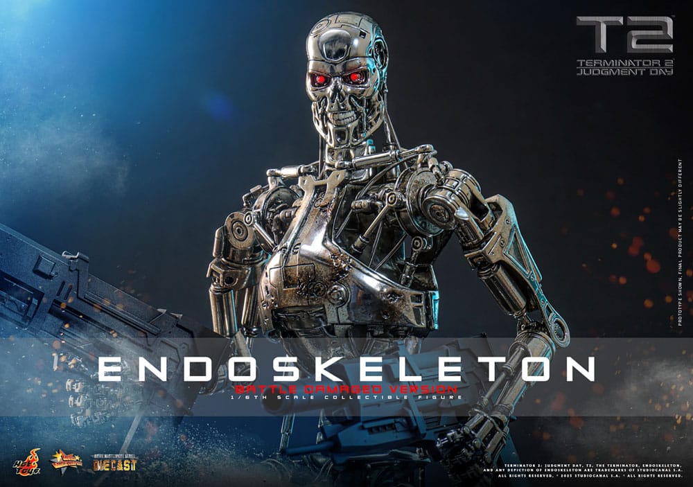 Hot Toys Terminator 2 T-800 Endoskelett Die-cast (Battle Damaged Version) Actionfigur