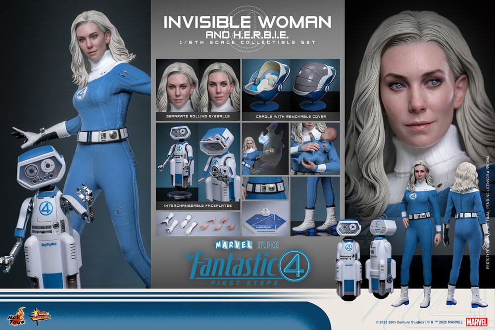 Hot Toys The Fantastic Four First Steps Invisible Woman & H.E.R.B.I.E. 1/6 Actionfiguren
