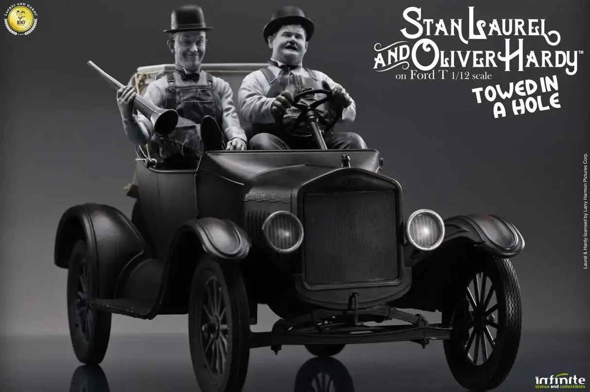 Infinite Statue / Kaustic Plastik Laurel & Hardy Towed In A Hole Ford T 1/12 Statue