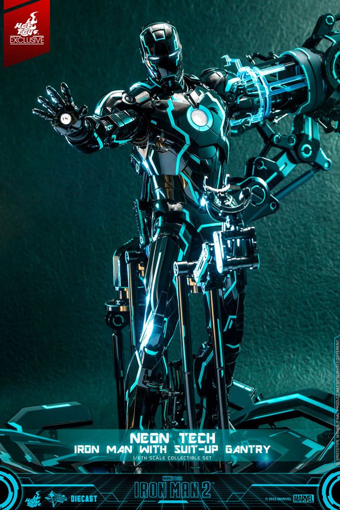 Iron Man 2 Actionfigur 1/6 Neon Tech Iron Man mit Suit-Up Gantry 32 cm Hot Toys