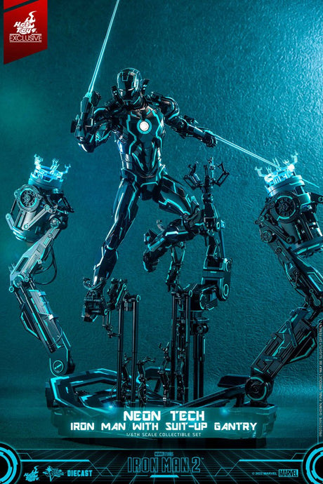 Iron Man 2 Actionfigur 1/6 Neon Tech Iron Man mit Suit-Up Gantry 32 cm Hot Toys