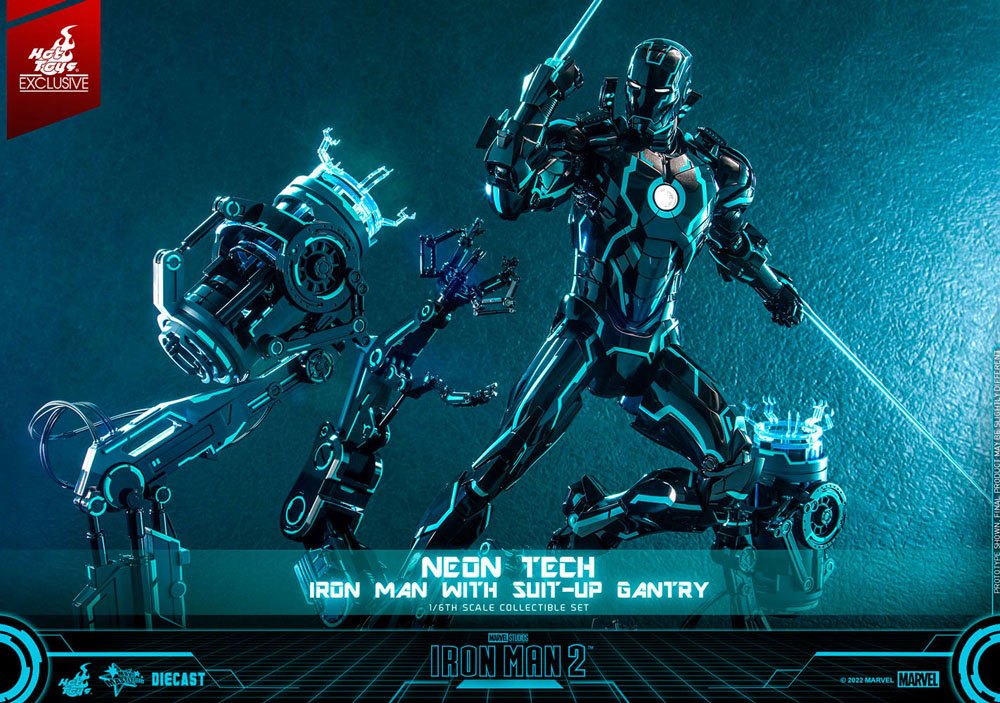 Iron Man 2 Actionfigur 1/6 Neon Tech Iron Man mit Suit-Up Gantry 32 cm Hot Toys