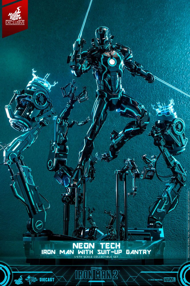 Iron Man 2 Actionfigur 1/6 Neon Tech Iron Man mit Suit-Up Gantry 32 cm Hot Toys