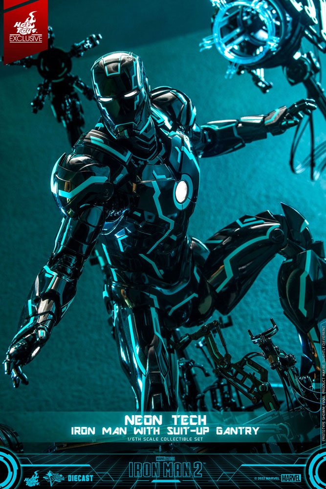 Iron Man 2 Actionfigur 1/6 Neon Tech Iron Man mit Suit-Up Gantry 32 cm Hot Toys