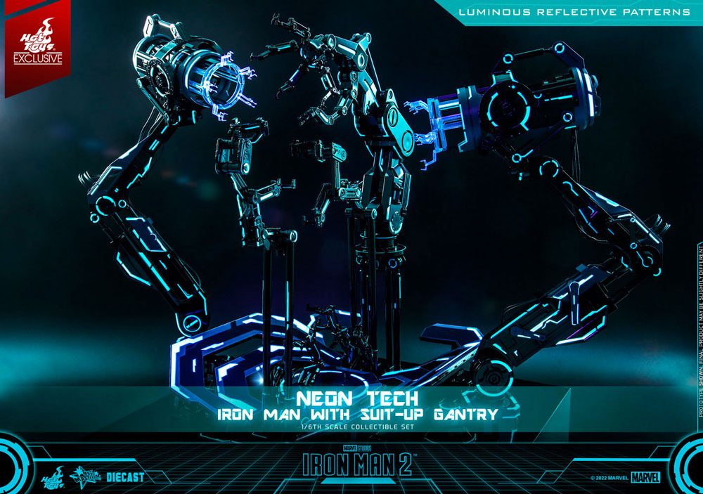 Iron Man 2 Actionfigur 1/6 Neon Tech Iron Man mit Suit-Up Gantry 32 cm Hot Toys