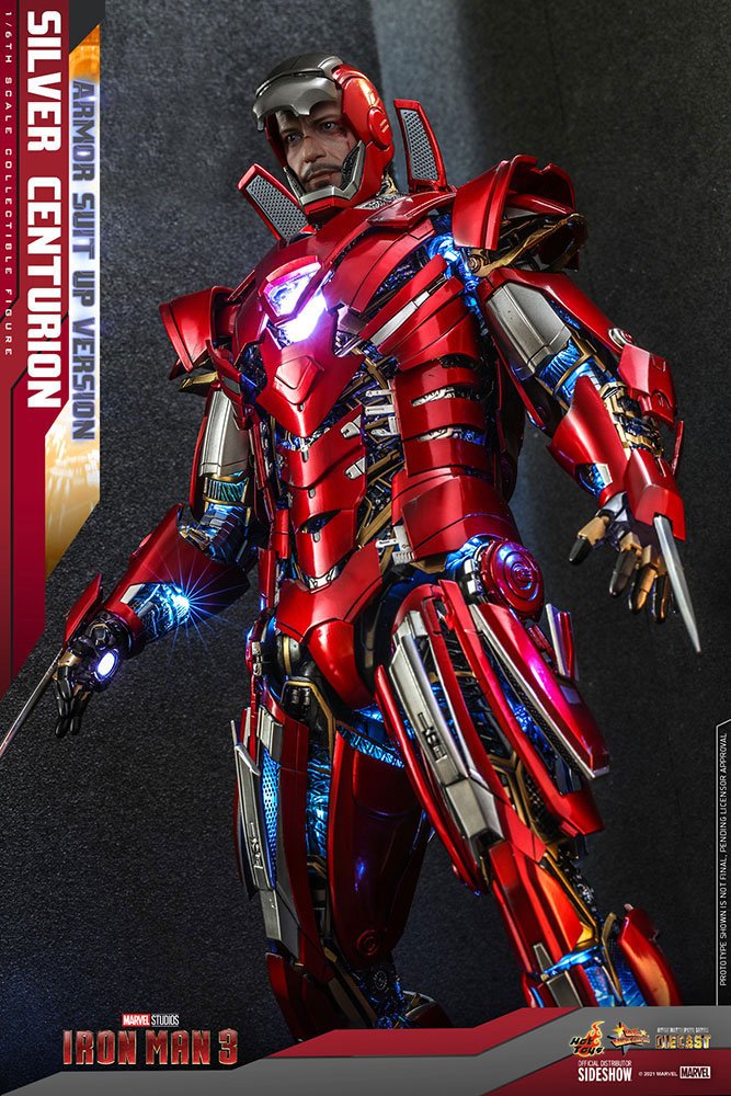 Iron Man 3 Movie Masterpiece Actionfigur 1/6 Silver Centurion (Armor Suit Up Version) 32 cm Hot Toys