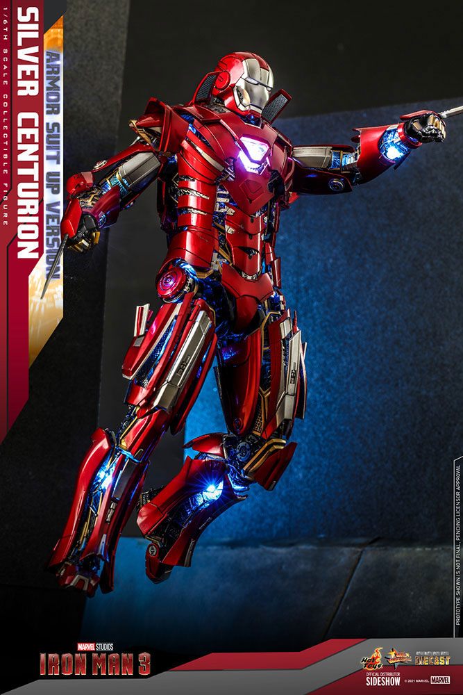 Iron Man 3 Movie Masterpiece Actionfigur 1/6 Silver Centurion (Armor Suit Up Version) 32 cm Hot Toys
