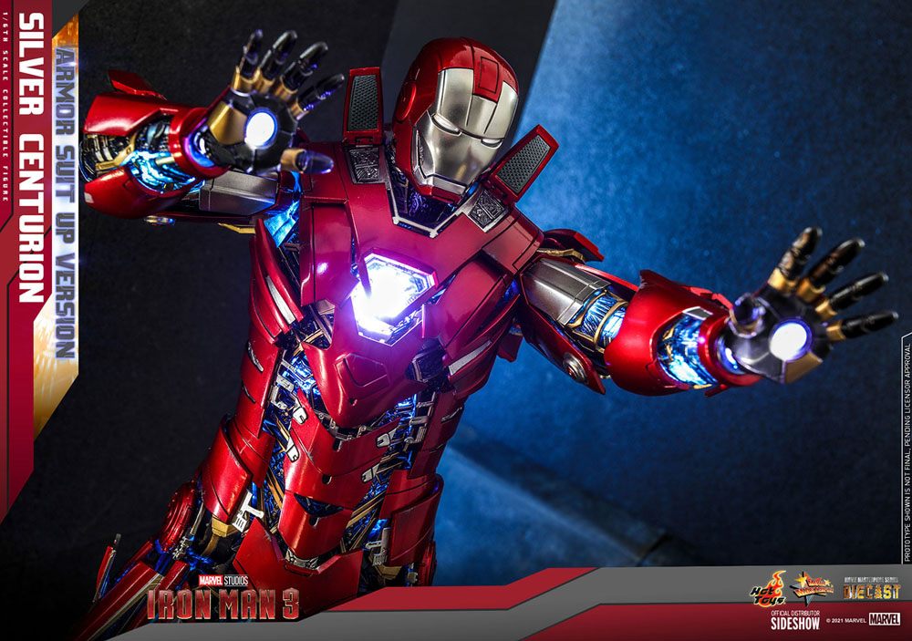 Iron Man 3 Movie Masterpiece Actionfigur 1/6 Silver Centurion (Armor Suit Up Version) 32 cm Hot Toys