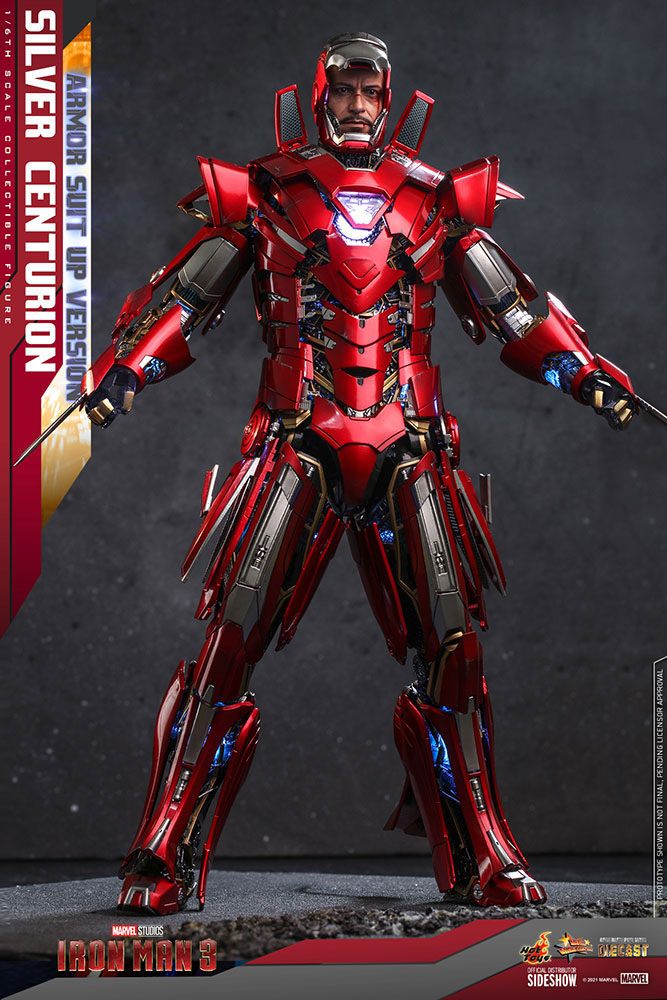 Iron Man 3 Movie Masterpiece Actionfigur 1/6 Silver Centurion (Armor Suit Up Version) 32 cm Hot Toys