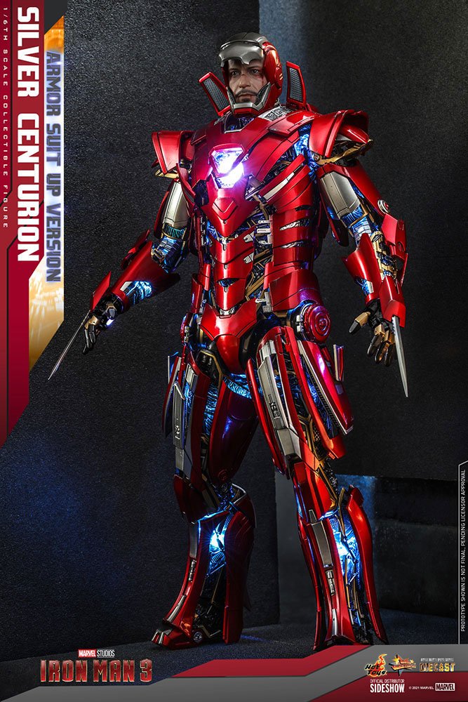 Iron Man 3 Movie Masterpiece Actionfigur 1/6 Silver Centurion (Armor Suit Up Version) 32 cm Hot Toys