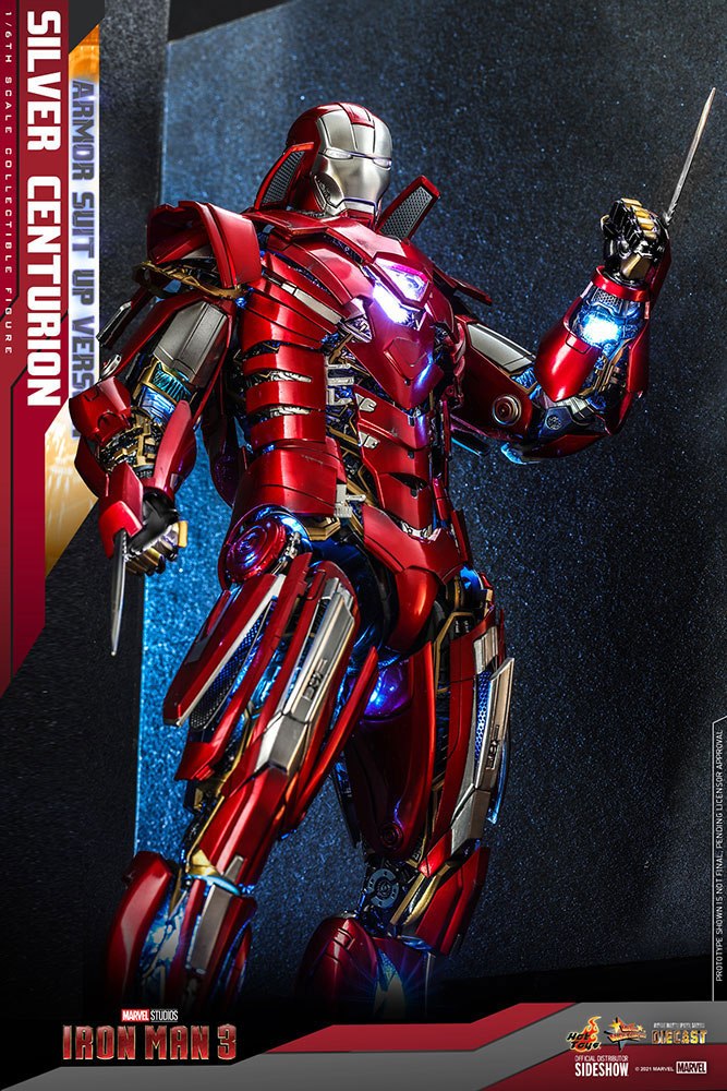 Iron Man 3 Movie Masterpiece Actionfigur 1/6 Silver Centurion (Armor Suit Up Version) 32 cm Hot Toys