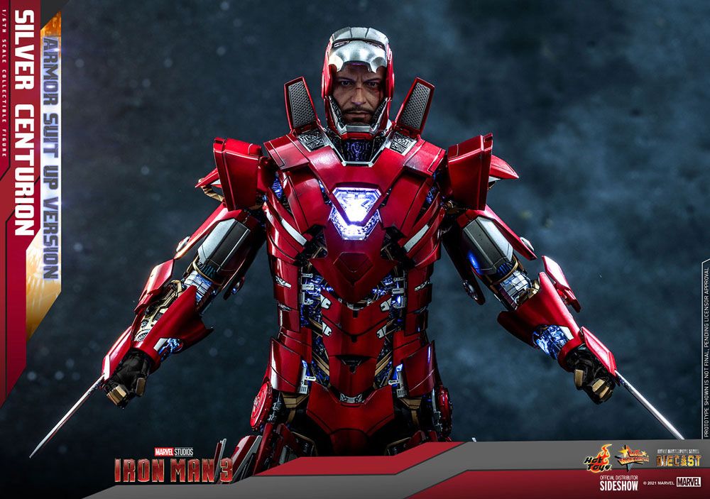 Iron Man 3 Movie Masterpiece Actionfigur 1/6 Silver Centurion (Armor Suit Up Version) 32 cm Hot Toys