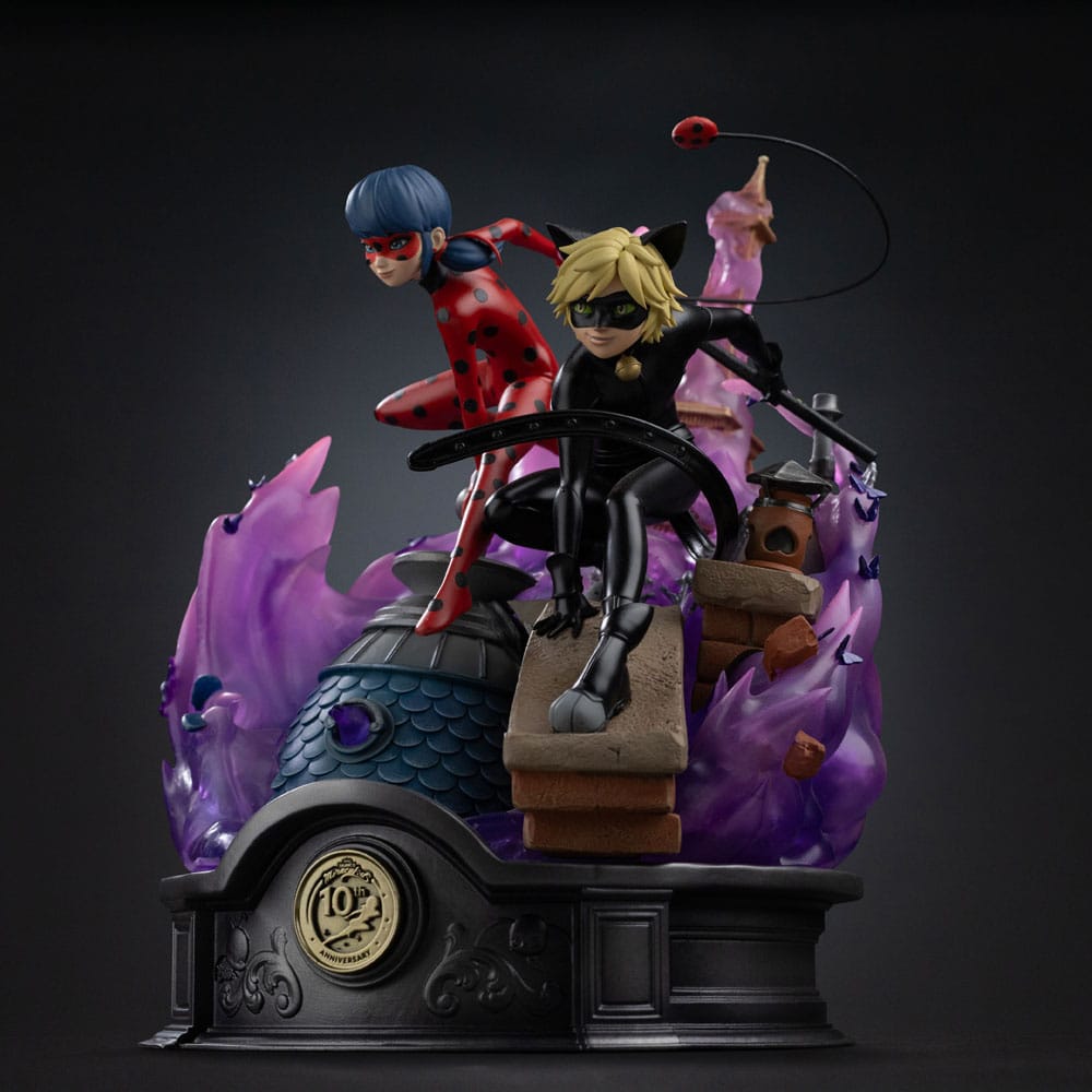 Iron Studios Miraculous Deluxe Art Scale Lady Bug And Cat Noir Signed Edition 1/10 Statue