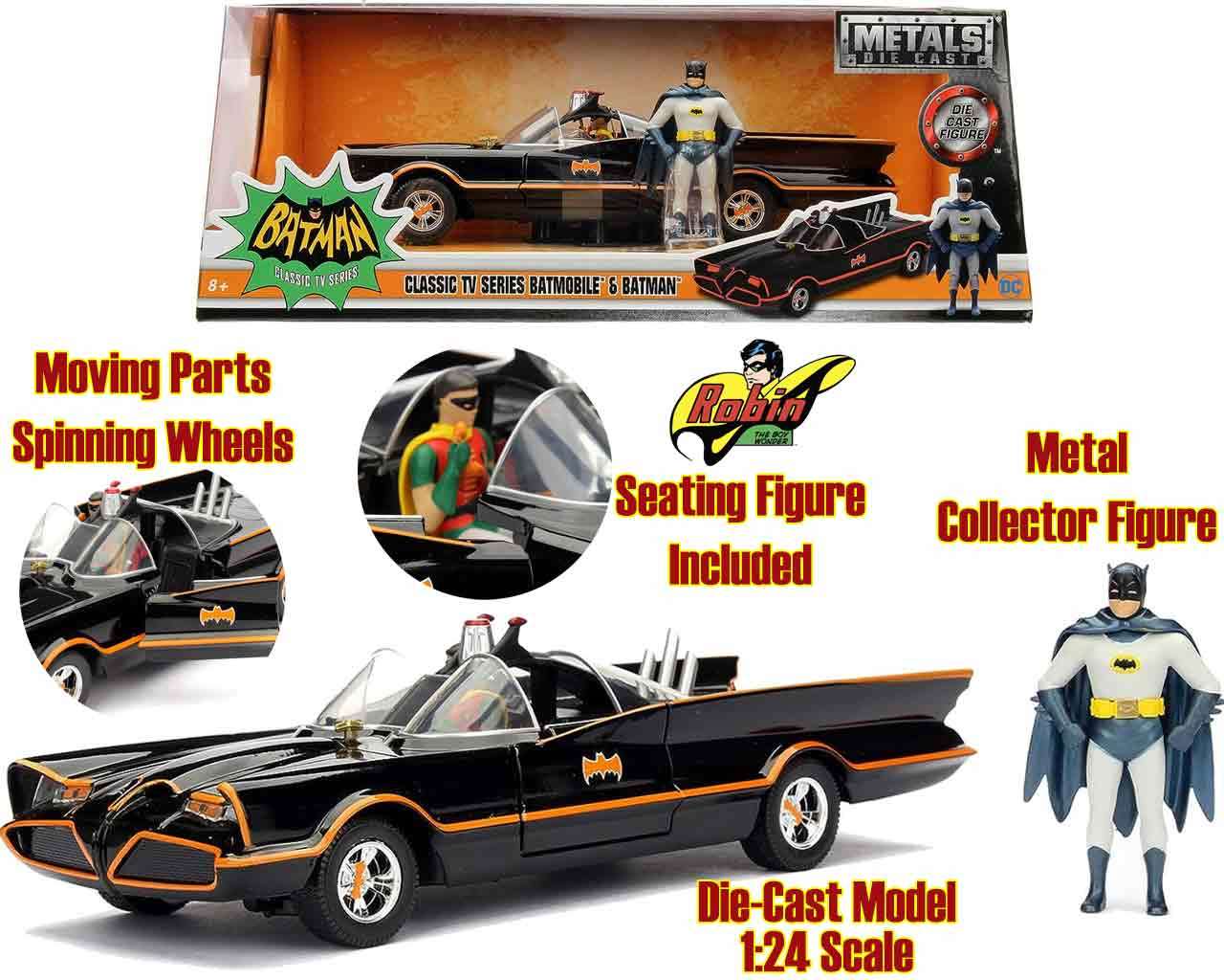 Jada Toys Batman 1966 Batmobile with Batman & Robin Die-Cast Model