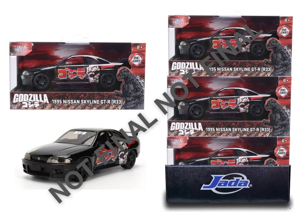 Jada Toys Godzilla Nissan Skyline GT-R R33 Diecast 1/32 Modell Sortiment (6)