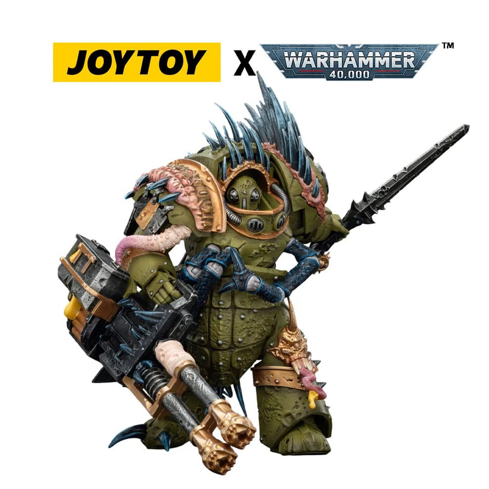 Joy Toy (CN) Warhammer 40,000 Death Guard Blightlord Terminator 1 with Reaper Autocannon and Bubotic Blades Actionfigur