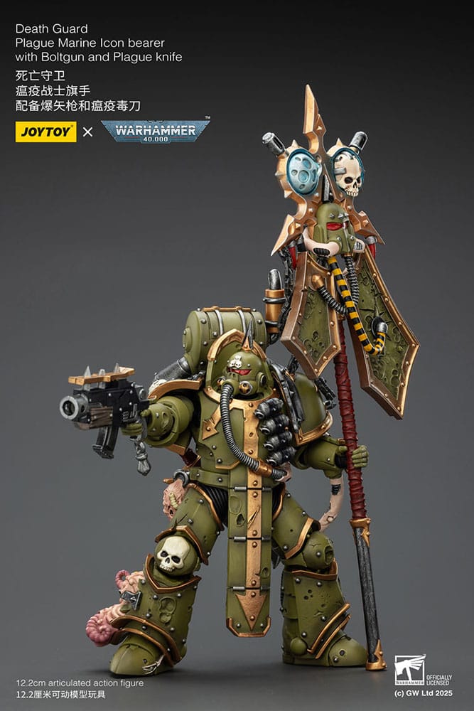 Joy Toy (CN) Warhammer 40,000 Death Guard Plague Marine Icon bearer with Boltgun and Plague knife Actionfigur