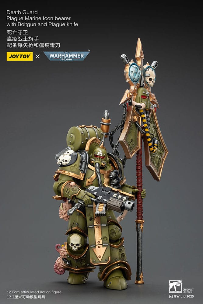 Joy Toy (CN) Warhammer 40,000 Death Guard Plague Marine Icon bearer with Boltgun and Plague knife Actionfigur