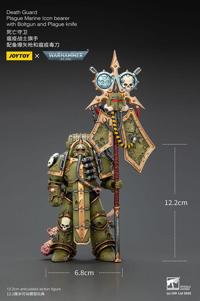 Joy Toy (CN) Warhammer 40,000 Death Guard Plague Marine Icon bearer with Boltgun and Plague knife Actionfigur